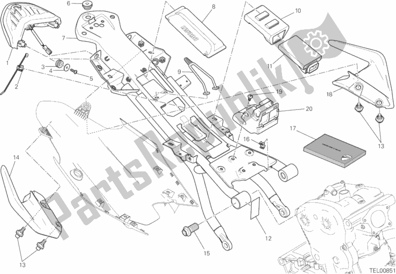 All parts for the Rear Frame Comp. Of the Ducati Monster 821 AUS 2017